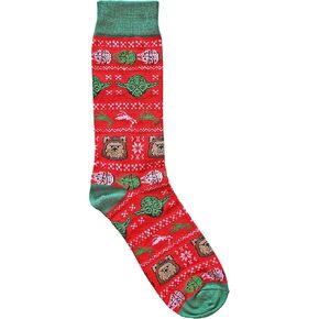 Star Wars Wicket Ewok/Yoda Ugly Sweater Pattern Men's Crew Christmas Socks