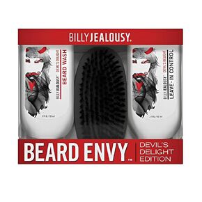 Billy Jealousy Devil's Delight Mens Beard Care Kit with Beard Wash, Conditioner and Soft Black Bristle Brush