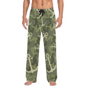 Camouflage Anchor Pajama Pants for Men Lounge Pants with Pockets Drawstring Mens Pajama Bottoms Men Sleep PJ Pants