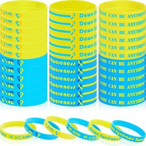 Chivao Down Syndrome Awareness Silicone Bracelet Wristband Blue Yellow Bracelets for Women Men