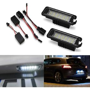 LED Number License Plate Light 18SMD 6500K Super White LED Lights with Canbus Error Free For Volkswagen(VW) Golf GTI MK4 MK5 MK6 MK7 Passat B6 CC Polo EOS Phaeton Beetle Scirocco(Pack of 2Pcs)