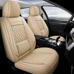 BABYBLU Car Seat Covers Full Set,Universal Seat Covers for Cars,Waterproof Leather Automotive Vehicle Cushion Cover, Fit for Most Cars SUV Pick-up Truck,Darkgrey