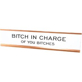 Bitch in Charge of You Bitches 2"x10" Novelty Nameplate Desk Sign