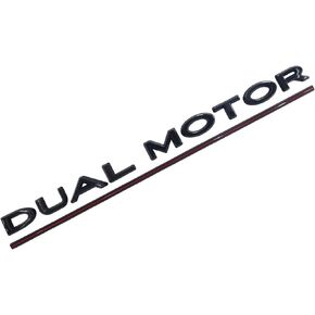 Dual Motor Emblem Badge Sticker Plaid Decor Compatible with Tesla Model 3 Y X S Accessories (Matte Black-Black Line)