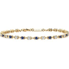 Gem Stone King Blue Created Sapphire and White Moissanite Tennis Bracelet for Women in 925 Sterling Silver | 1.76 Cttw | Round 2.5MM | Gemstone September Birthstone | 7 Inch