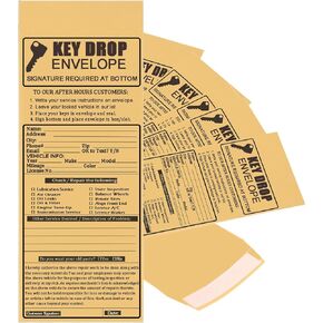 Key Drop Envelopes Auto Shop Repair Service Drop Box Self Adhesive Envelopes 4 1/8 x 9 1/2 Inches Automotive Mechanic Night Drop Box Envelopes for Auto Repair Shops and Mechanics(Pack-100) (white)