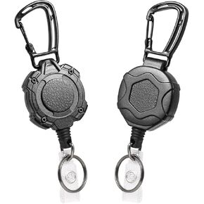 2 Pack Badge Reels Retractable Keychain Retractable Lanyard Keychain Clip Heavy Duty Badge Reel for ID Badge Holder Key Chain