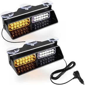 2x 9 inch Emergency Dash Strobe Police Lights Red/Blue 48 LED Interior Front/Rear Windshield Visor Lights Warning Flashing Lights for Law Enforcement Vehicles Trucks Car