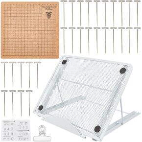FREEBLOSS 8x8'' Macrame Board Set Macrame Board and Pins with Adjustable Stand Macrame Tool Supplies Macrame Project Board Macrame Tools for Braiding Cording Bracelet