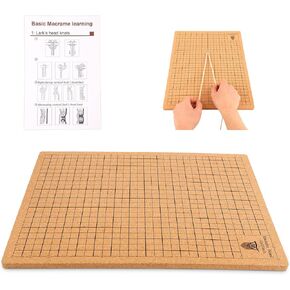 12x16" Macrame Board Large Cork Macrame Cork Board Double-Sided Handmade Braiding Board Grids Macrame Project Tools for Cording Bracelet Braiding Hair Wigs with Instruction