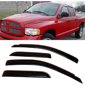 in-Channel Style Smoke Window Sun Rain Visors Vent Guard Shade Compatible with Dodge Ram 1500 2500 Quad Cab 2003-2008