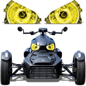 AMR Racing Roadster Headlight Eye Graphics Decal Cover Compatible with Can-Am Ryker 2019-2022 - Cyborg Yellow (AMR22381)