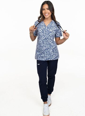 IRONIK Scrubs Professional Grade Womens Scrub Top with 3 Pockets, Stretchy, Non-Wrinkle Long Lasting in Saudi Arabia