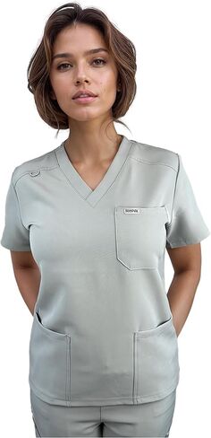 IRONIK Scrubs Professional Grade Womens Scrub Top with 3 Pockets, Stretchy, Non-Wrinkle Long Lasting in Saudi Arabia