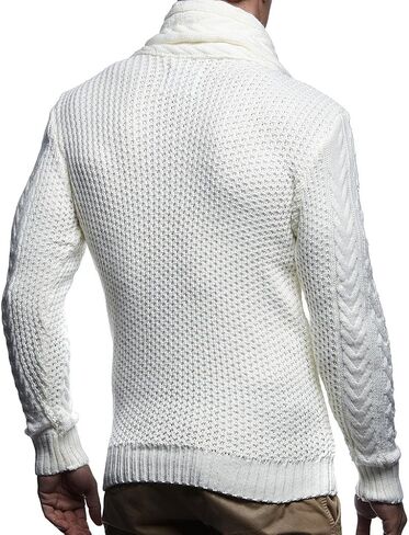 Leif Nelson Men’s Knitted Pullover | Long-Sleeved Slim fit Knitwear | Winter Sweatshirt with Shawl Collar for Men in Kuwait