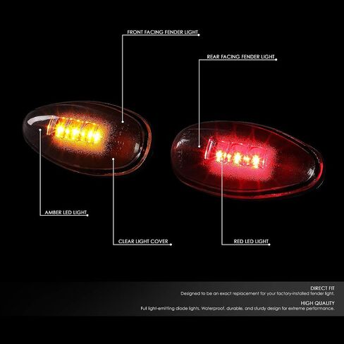 Auto Dynasty 4Pc عدسات مدخنة مزدوجة السرير درابزين LED مصباح تحديد جانبي متوافق مع تشيفي سيلفرادو سييرا 2500 3500HD 01-14 in Saudi Arabia