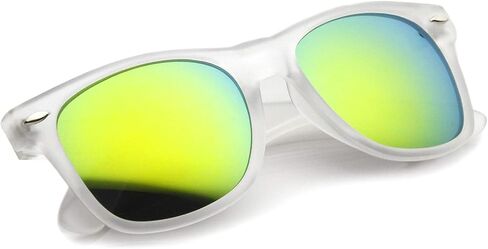 Matte Frosted Frame Reflective Colored Mirror Lens Horn Rimmed Sunglasses 54mm in Saudi Arabia