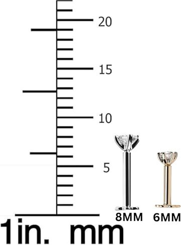 Real Diamond Nose Stud 14K White Gold Nose Ring Internally Threaded 8MM Long Screw Back HI Color 0.02 to 1/6 ct in Saudi Arabia