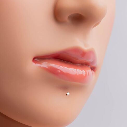 Real Diamond Nose Stud 14K White Gold Nose Ring Internally Threaded 8MM Long Screw Back HI Color 0.02 to 1/6 ct in Saudi Arabia
