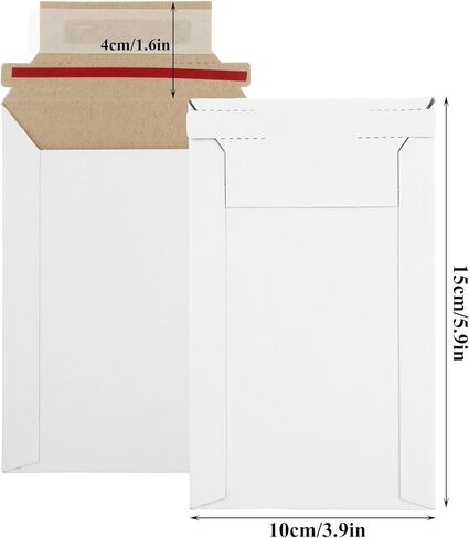 100 حزمة من رسائل البريد الصلبة مقاس 4x6 بوصة، مغلفات بريدية من الورق المقوى ذاتية الغلق، مغلفات بريدية من الورق المقوى تبقى مسطحة للأقراص المضغوطة والصور والمستندات والصور والأوراق والملفات، باللون الأبيض in Kuwait