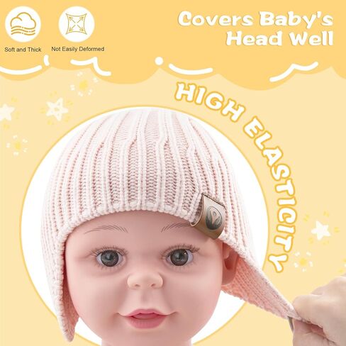 Baby Winter Hat Kids Knit Beanie with Ears Girls Warm Hats for Boy Toddler Beanies Earflap Girl Infant Hat in Saudi Arabia
