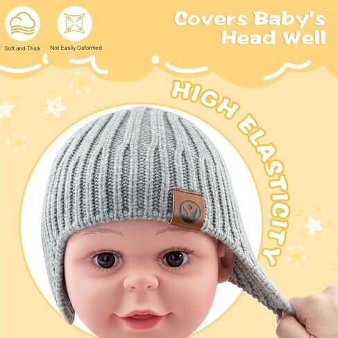 Baby Winter Hat Kids Knit Beanie with Ears Girls Warm Hats for Boy Toddler Beanies Earflap Girl Infant Hat in Saudi Arabia