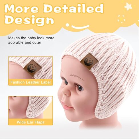 Baby Winter Hat Kids Knit Beanie with Ears Girls Warm Hats for Boy Toddler Beanies Earflap Girl Infant Hat in Saudi Arabia