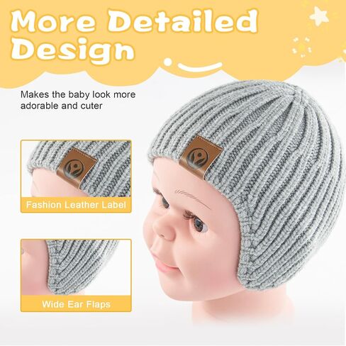 Baby Winter Hat Kids Knit Beanie with Ears Girls Warm Hats for Boy Toddler Beanies Earflap Girl Infant Hat in Saudi Arabia