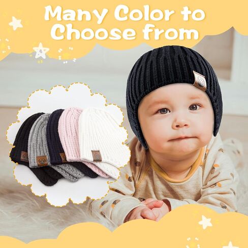 Baby Winter Hat Kids Knit Beanie with Ears Girls Warm Hats for Boy Toddler Beanies Earflap Girl Infant Hat in Saudi Arabia