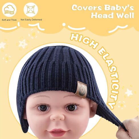 Baby Winter Hat Kids Knit Beanie with Ears Girls Warm Hats for Boy Toddler Beanies Earflap Girl Infant Hat in Saudi Arabia