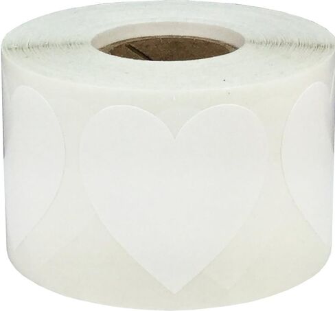 White Heart Stickers Valentine's Day Crafting Scrapbooking 1.5 Inch 500 Adhesive Stickers in Saudi Arabia