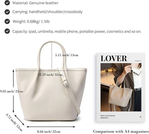 Genuine Leather Bucket Tote Bag for Women Crossbody Bag with Zipper Medium Hobo Shoulder Purse Handbags in Saudi Arabia
