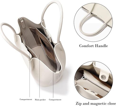 حقيبة يد دلو من الجلد الطبيعي للنساء حقيبة كروس مع سحاب متوسط ​​وحقائب كتف بمحفظة هوبو in Kuwait