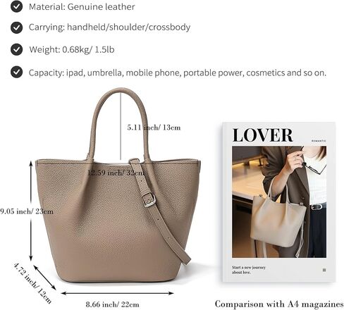 Genuine Leather Bucket Tote Bag for Women Crossbody Bag with Zipper Medium Hobo Shoulder Purse Handbags in Saudi Arabia