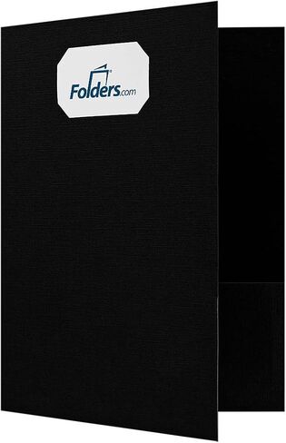 LUXPaper 9" x 12" Presentation Folders | Two Pocket | Front Cover Card Slits (Center) | Deep Black Linen | 100lb. Cover | 25 Qty in Saudi Arabia