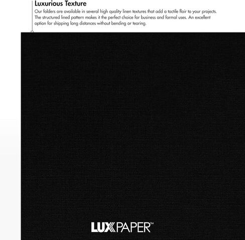 LUXPaper 9" x 12" Presentation Folders | Two Pocket | Front Cover Card Slits (Center) | Deep Black Linen | 100lb. Cover | 25 Qty in Saudi Arabia
