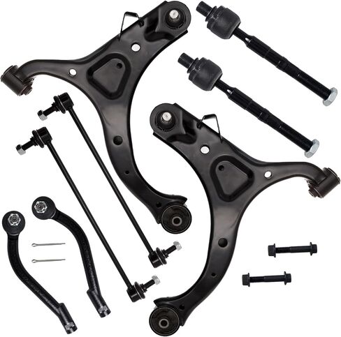 8Pcs Front End Kit Fit For 2007-2012 Hy-undai Santa Fe, 11-13 K-ia Sorento, 2 Lower Control Arm w/Ball Joint 2 Sway Bar Link 4 Outer Inner Tie Rod End (K621685 K621686 K750204 EV800231 ES800035) in Saudi Arabia