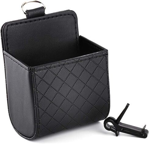 Keenso Universal Car Air Vent Organizer Box Storage Bag, Black Auto Seat Back Interior Case with Hook, Mount Outlet Storage Box Hanging Leather Container Case Bag Pouch Holder (4pcs) in Saudi Arabia