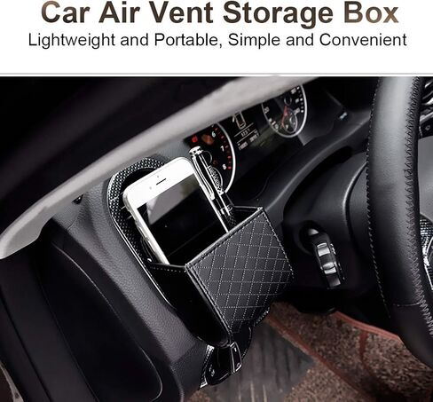 Keenso Universal Car Air Vent Organizer Box Storage Bag, Black Auto Seat Back Interior Case with Hook, Mount Outlet Storage Box Hanging Leather Container Case Bag Pouch Holder (4pcs) in Saudi Arabia
