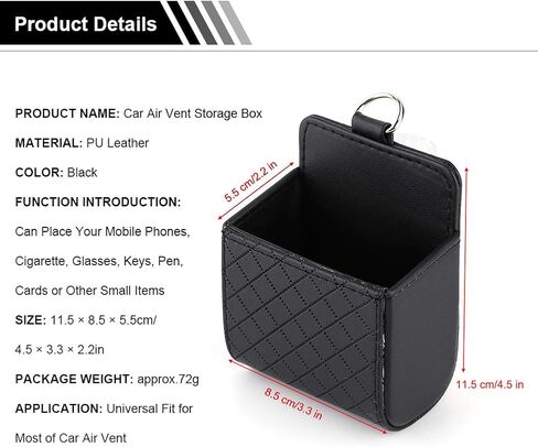 Keenso Universal Car Air Vent Organizer Box Storage Bag, Black Auto Seat Back Interior Case with Hook, Mount Outlet Storage Box Hanging Leather Container Case Bag Pouch Holder (4pcs) in Saudi Arabia