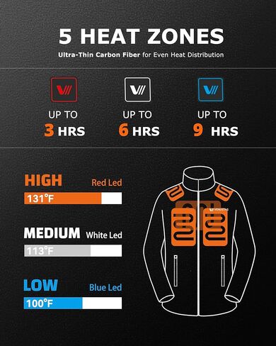 Venustas Mens Heated Jacket, Fleece with Battery Pack 7.4V, Premium Zippers in Kuwait