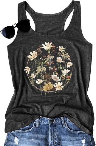 Womens Tank Tops Summer Racerback Graphic Tanks Beach Vacation Tops Loose Running Athletic Sleeveless Shirt Cami in Saudi Arabia