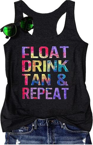 Womens Tank Tops Summer Racerback Graphic Tanks Beach Vacation Tops Loose Running Athletic Sleeveless Shirt Cami in Saudi Arabia