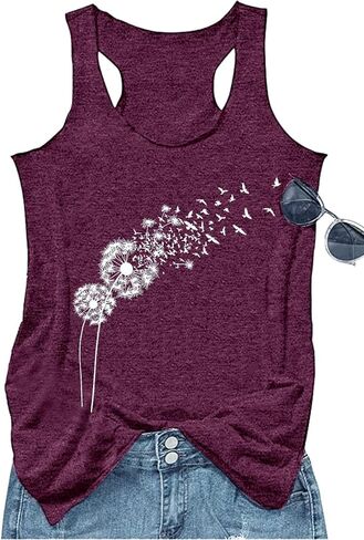 Womens Tank Tops Summer Racerback Graphic Tanks Beach Vacation Tops Loose Running Athletic Sleeveless Shirt Cami in Saudi Arabia