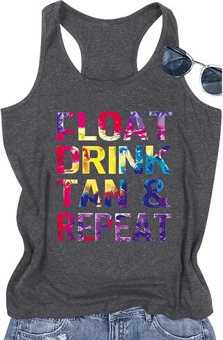 Womens Tank Tops Summer Racerback Graphic Tanks Beach Vacation Tops Loose Running Athletic Sleeveless Shirt Cami in Saudi Arabia