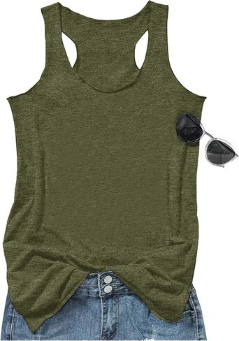 Womens Tank Tops Summer Racerback Graphic Tanks Beach Vacation Tops Loose Running Athletic Sleeveless Shirt Cami in Saudi Arabia
