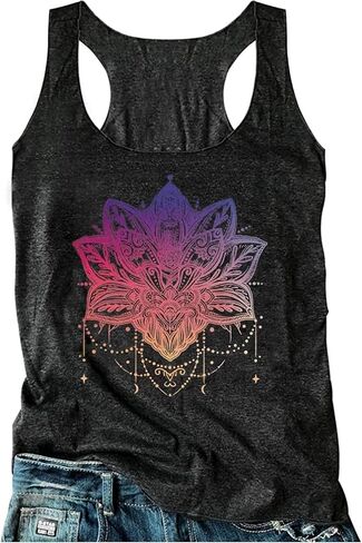 Womens Tank Tops Summer Racerback Graphic Tanks Beach Vacation Tops Loose Running Athletic Sleeveless Shirt Cami in Saudi Arabia