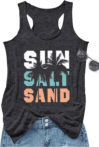Womens Tank Tops Summer Racerback Graphic Tanks Beach Vacation Tops Loose Running Athletic Sleeveless Shirt Cami in Saudi Arabia
