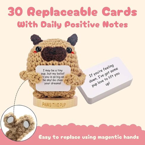 Gifts for Dog Lovers - Adorable Knitted Crochet Dog Holding Positive Signs - Unique Christmas Gift for Pet Owners, Dog Moms, Dog Dads - Dog Themed Gift for Men and Women - 30 Swappable Affirmations in Saudi Arabia