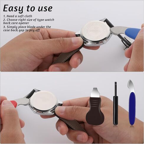 Watch Case Opener, 3 Pcs Watch Back Remover Tool Watch Battery Replacement Tool Kit Professional Watch Repair Tools for Watch Accessories Replacement Repairing (Blue, Black) in Saudi Arabia